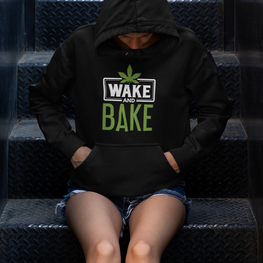 Wake & Bake Fleece Pullover Hoodie-Black