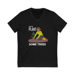 Let's Plant Some Trees Short Sleeve V-Neck Tee-Black