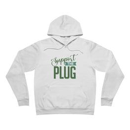 Support The Plug Fleece Pullover Hoodie-White