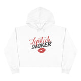 Lipstick Smoker Crop Hoodie-White