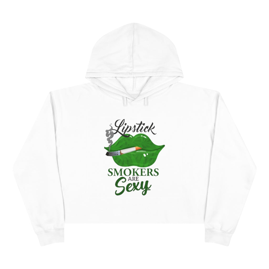 Lipstick Smokers Are Sexy Crop Hoodie-White