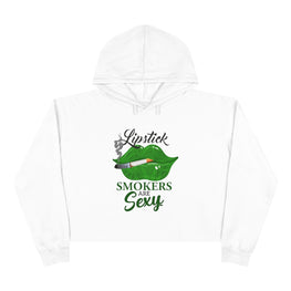 Lipstick Smokers Are Sexy Crop Hoodie-White
