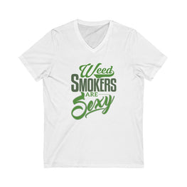 Weed Smokers Are Sexy Short Sleeve V-Neck Tee-White
