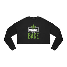 Wake & Bake Cropped Sweatshirt-Black