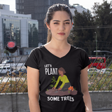 Let's Plant Some Trees Short Sleeve V-Neck Tee-Black
