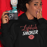 Lipstick Smoker Fleece Pullover Hoodie-Black