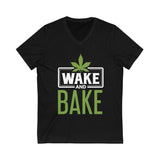 Wake & Bake Short Sleeve V-Neck Tee-Black
